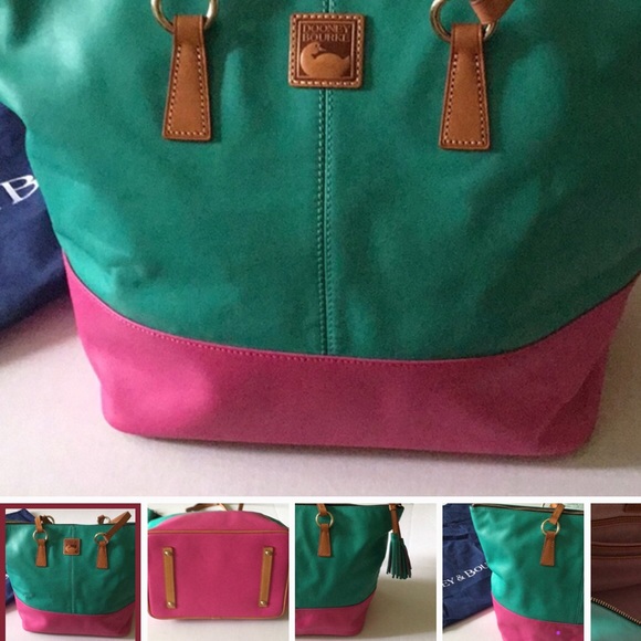 ISO Dooney&Burke Tobi Tote Jade/Fuchsia - Picture 2 of 2